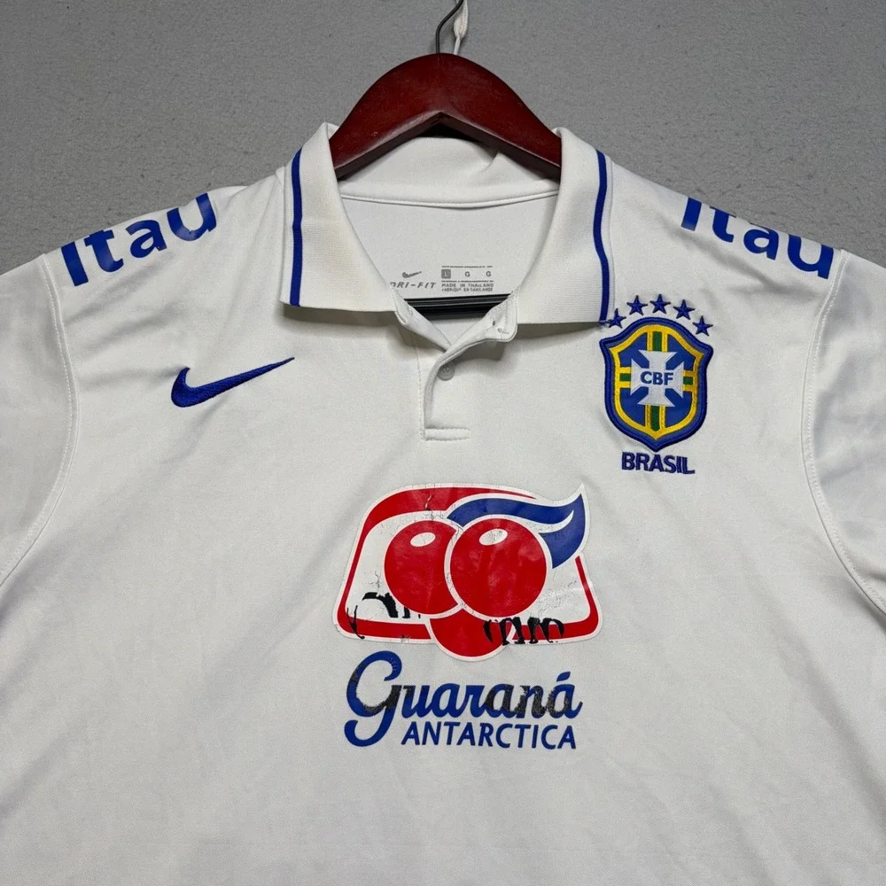 Nike Brazil CBF Training Polo Men L White Brasil Soccer Sagreno 30 Dri-FIT Shirt